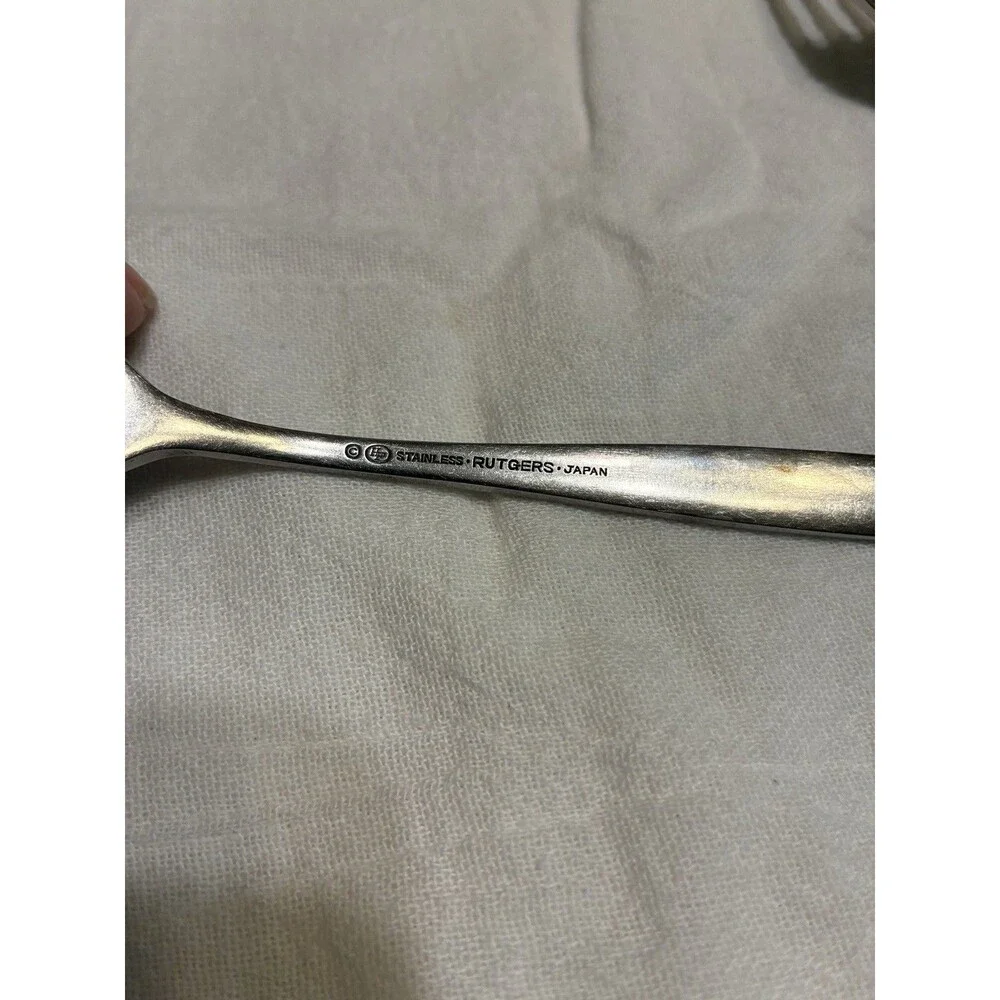 Vintage Hanford Forge RUTGERS Stainless Dinner Forks Lot Of 6 MCM Japan Flatware